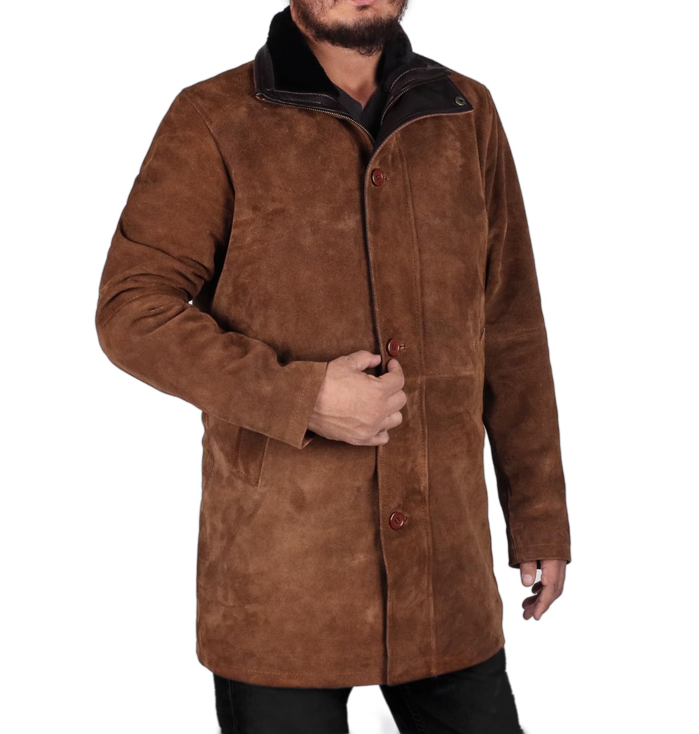 Amazon.com: Laverapelle Men's Genuine Cow Suede Leather Coat